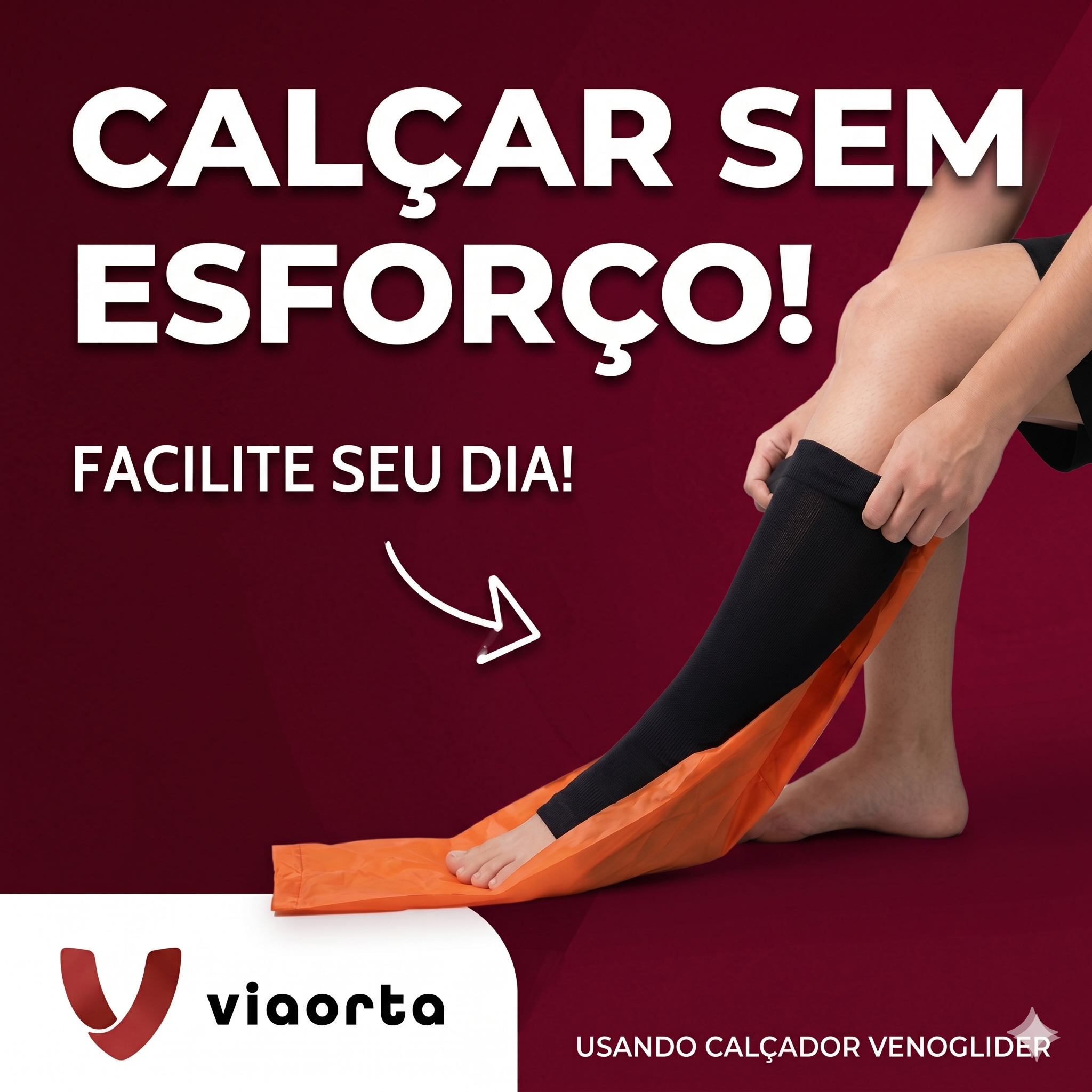 Usando o calçador para vestir meias Venosan - pé fechado