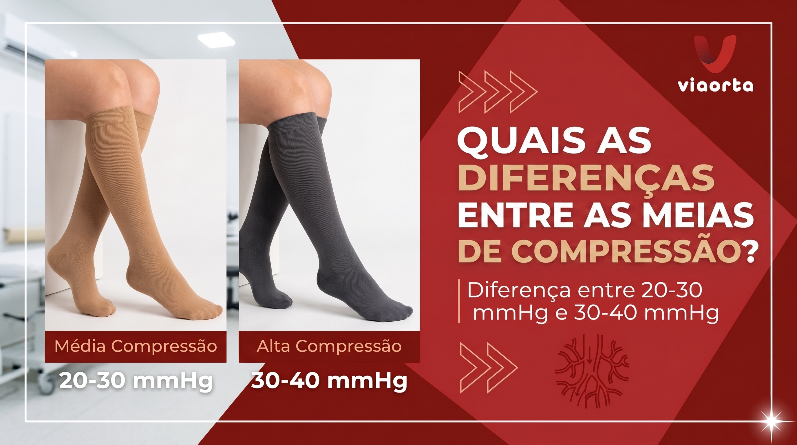 Quais as diferenças entre as meias de compressão 20-30 mmHg e 30-40 mmHg?